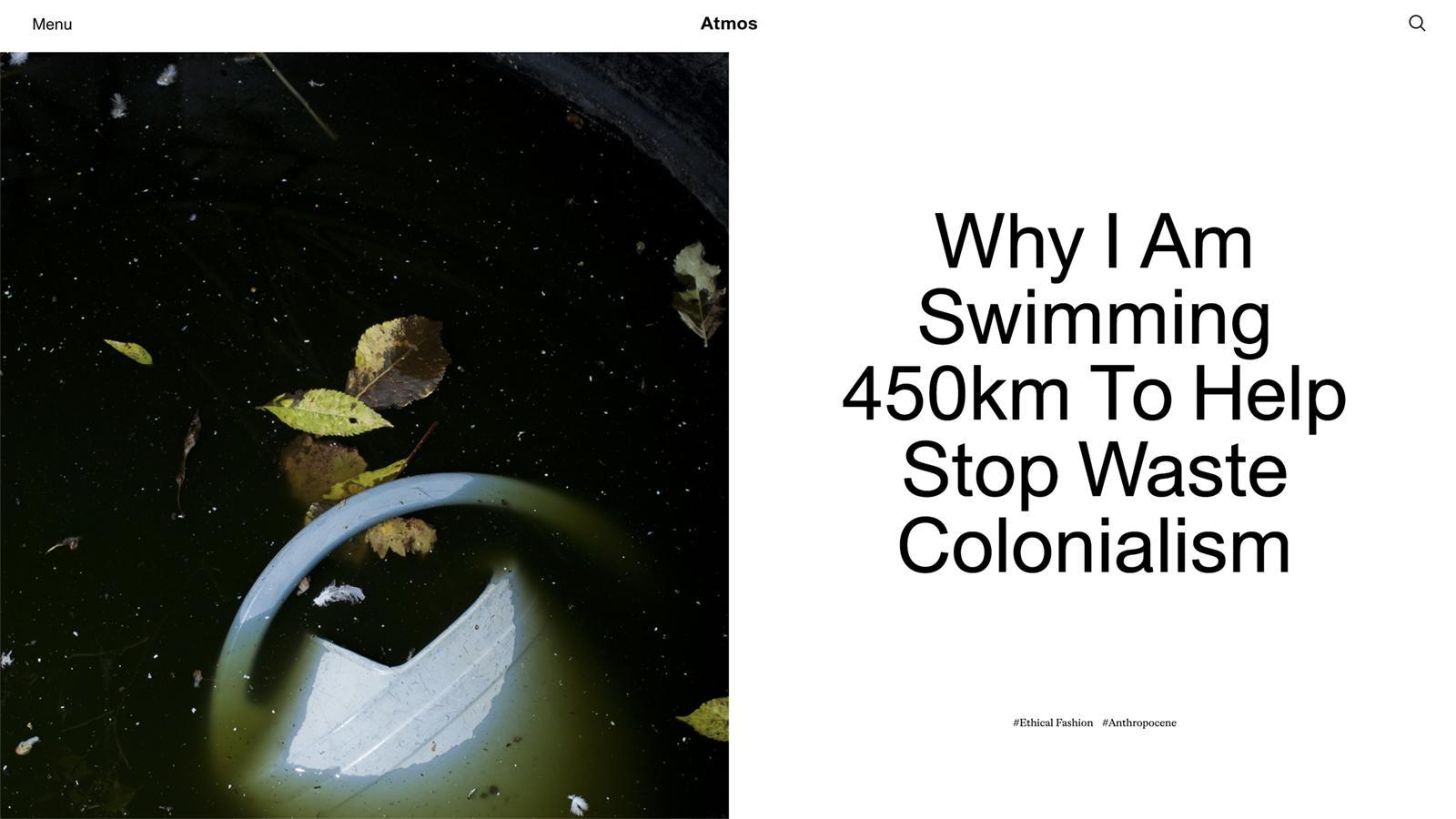 Atmos | Board Member Yvette Tetteh Writes About Her Record Breaking Swim to Stop Waste Colonialism
