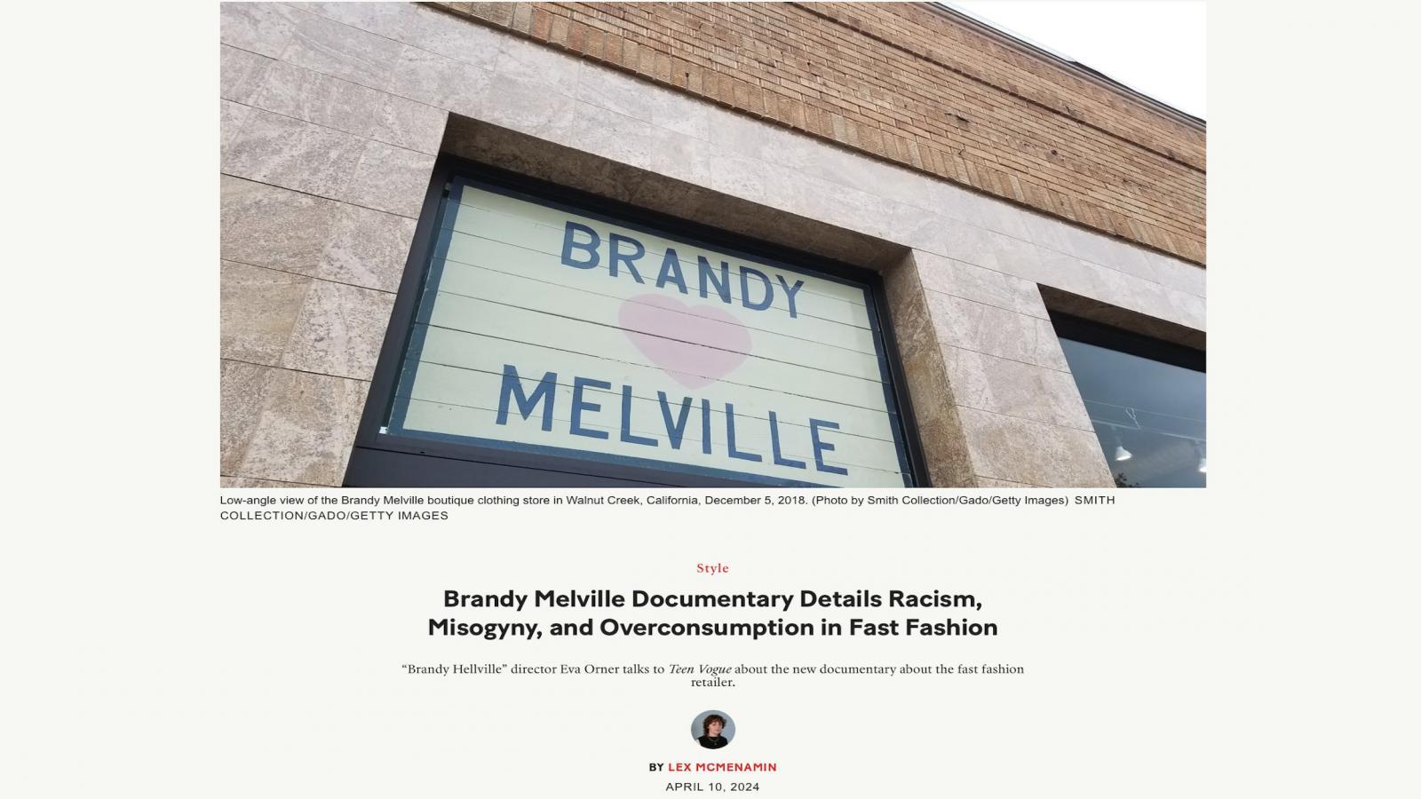 Teen Vogue | Brandy Melville Documentary Details Racism, Misogyny, and Overconsumption in Fast Fashion