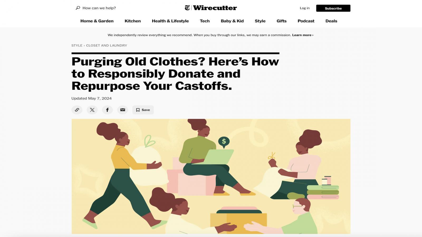NYTimes Wirecutter | Purging Old Clothes? Here’s How to Responsibly Donate and Repurpose Your Castoffs.